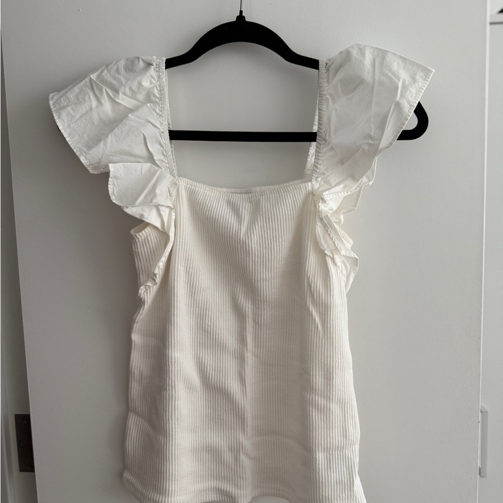 Elegant White Ruffle Sleeve Top | A New Day